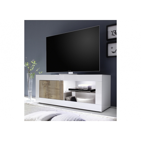 Tv-alus BASIC valge läige / tamm Pero, 140x43xH56 cm, LED