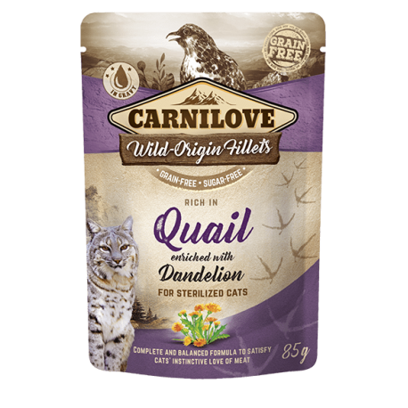 Carni Love Cat Pouch Quail with Dandelion einekotike steriliseeritud kassidele 24x85g