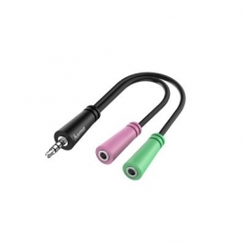 Hama Audio Adapter, 4-pin, 3,5mm pistik - 2x 3,5mm pesa, must - Kaabel