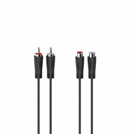 Hama Audio Extension Cable, 2 RCA pistikut - 2 RCA pesa, 1.5 m, must - Kaabel