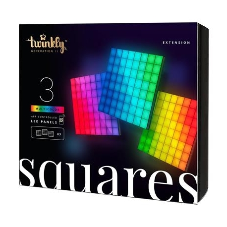 Twinkly Squares, 3 paneeli, IP20, laienduskomplekt, must - Nutikad valguspaneelid