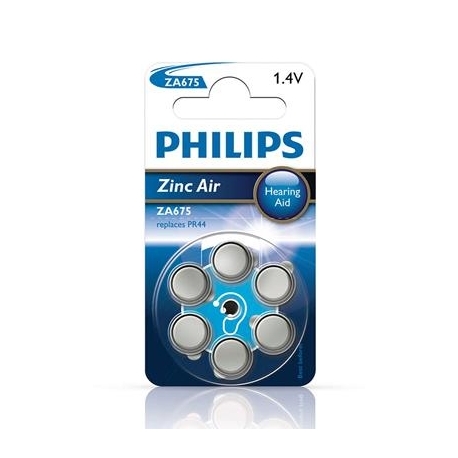 6 x Patarei Philips ZA675 1.4 V Zinc Air (PR44)