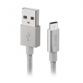 SBS Silver Metal Braided, USB-A - Micro USB, hõbe - Kaabel