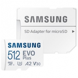 Samsung EVO Plus, microSDXC, 512 GB, valge - Mälukaart ja adapter