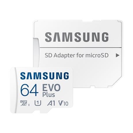 Samsung EVO Plus, microSDXC, 64 GB, valge - Mälukaart ja adapter