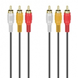 Hama Audio-Video, 3 RCA - 3 RCA, kullatud, 3 m, must - Kaabel