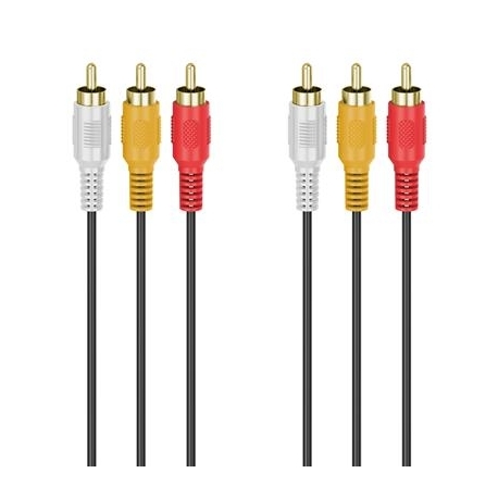 Hama Audio-Video, 3 RCA - 3 RCA, kullatud, 3 m, must - Kaabel