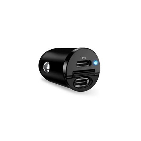 Puro Mini Car Charger, 2x USB-C, 30W, must - Autolaadija