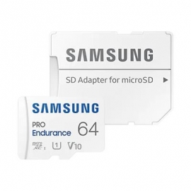 Samsung Micro SDHC Endurance PRO + SD adapter, 64 GB, valge - Mälukaart