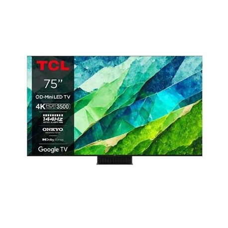 TCL C855, 75'', 4K UHD, Mini-LED, tumehall - Teler