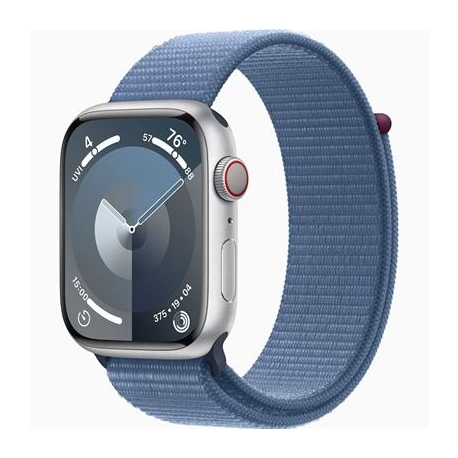 Apple Watch Series 9 GPS + Cellular, 45 mm, Sport Loop, hõbe/sinine - Nutikell