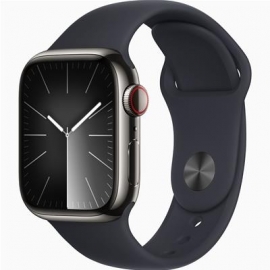 Apple Watch Series 9 GPS + Cellular, 41 mm, Sport Band, S/M, grafiit roostevaba teras / must - Nutikell