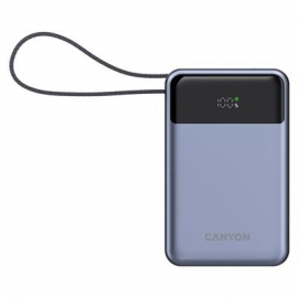 Canyon OnPower PB-600, 20000 mAh, USB-A, USB-C, must/hõbe - Akupank