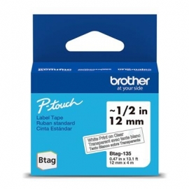 Brother Btag 135, 4m, valge/läbipaistev - Silditeip