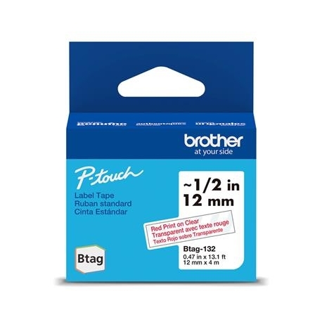 Brother Btag 132, 4m, punane/läbipaistev - Silditeip
