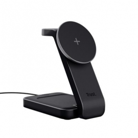 Trust Viro 3-in-1 Wireless Magnetic Charge Stand, Qi, must - Juhtmevaba laadimisdokk