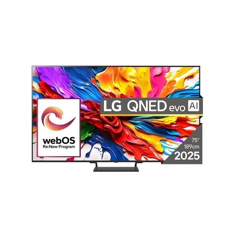 LG QNED93 evo AI, 75'', 4K UHD, QLED, Mini LED, must - Teler