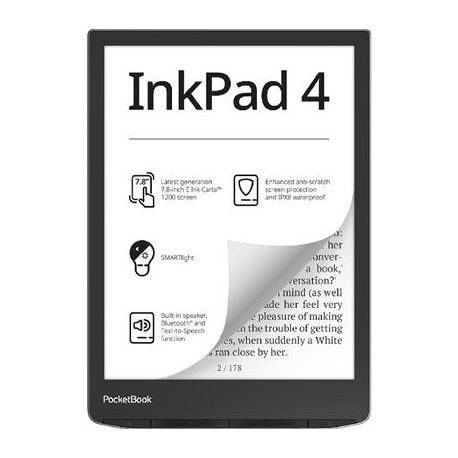 PocketBook InkPad 4, 7,8'', 32 GB, must - E-luger