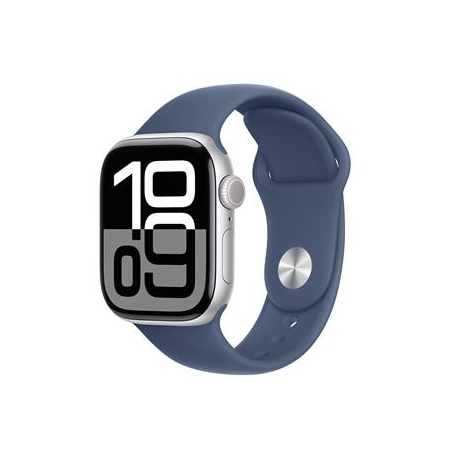 Apple Watch Series 10 GPS, 42 mm, sport band, M/L, hõbe alumiinium / sinine - Nutikell